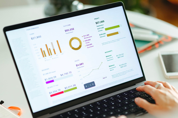 A computer showing someone their financials