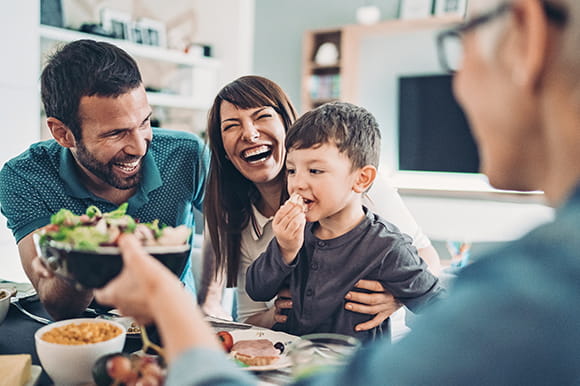 Family eating at a table